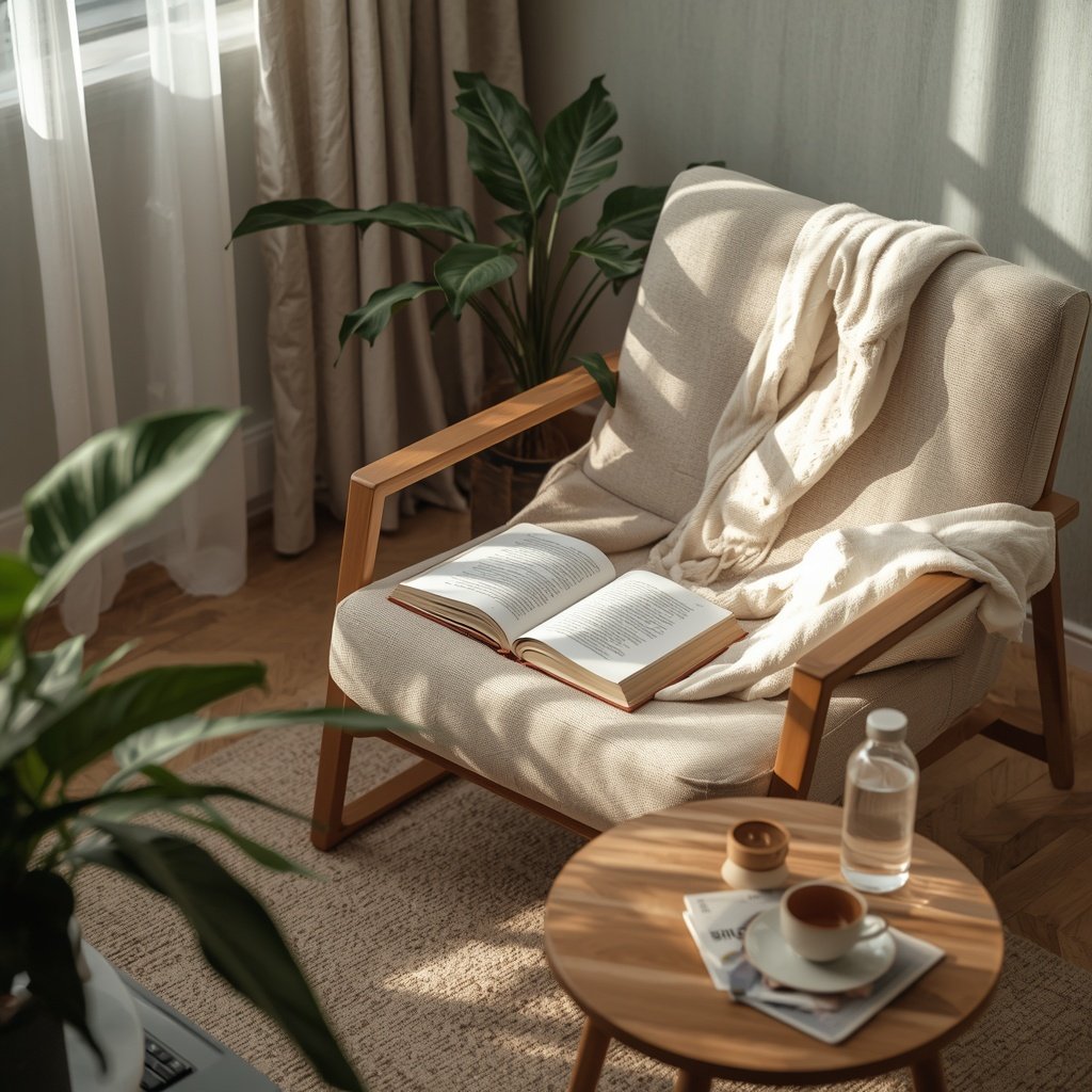 Peaceful everyday lifestyle with healthy habits and relaxation